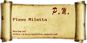 Plevo Miletta névjegykártya